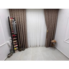 Nivemes Home Nivemeshome  Sedef 3-0006 Kahve 1/3 Pileli Fon Perde