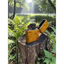 Ahşap El Yapımı Benzinli Çakmak - Hakiki Amboyna Ağacı