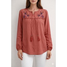 Lifera Nakışlı Şile Bezi Bluz