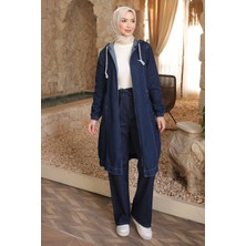 İmaj Butik Lacivert Kol Lastikli Fermuarlı Kot Kap