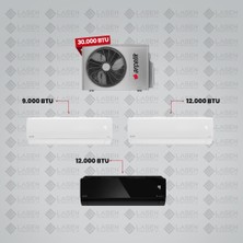 Arçelik 1+3 Multi Sistem Klima / 30100 Md Pro Dış Ünite ( 9 Btu Beyaz + 12 Btu Beyaz + 12 Btu Siyah Iç Üniteler )