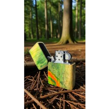 Ahşap El Yapımı Benzinli Çakmak - Hakiki Kayın Ağacı (Stabilize) - Epoksi Dolgulu