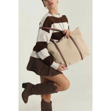 Çift Saplı Paraşüt Kumaş Büyük Boy Shopper Çanta Üniversite Ofis Anne Bebek Omuz Çantası (47X30X15)