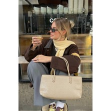 Pita Örgü Detaylı Baget Uzun Orta Boy Çanta (37X24)