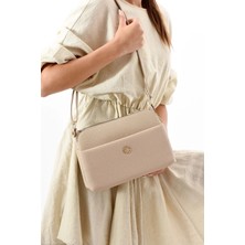 Sanmorris Kadın Suni Deri Ayarlanabilir Çapraz Askılı 4 Bölmeli Metal Fermuarlı Çapraz ve Omuz Çanta