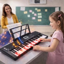 Multizone Işıklı Mikrofonlu Çocuk  Başlangıç Piyanosu 61 Tuşlu 5 Oktav Dijital Org Klavye Seti Müzik