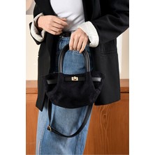 Yeni Sezon Kilit Detaylı Süet&nubuk Uzun Askılı Trend Mini Çanta (14X27)