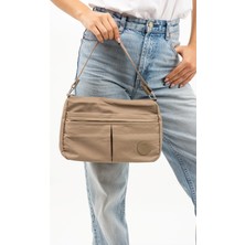 Sanmorris Kadın Suya Dayanıklı Krinkıl Kumaş 5 Gözlü Çapraz Askılı El ve Omuz ÇANTASI(20X29X11)