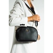 Sanmorris Kadın Çapraz Askılı 3 Gözlü Çift Metal Fermuarlı Gold Aksesuar Omuz Çantası