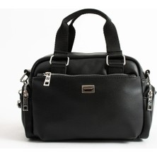 Sanmorris Kadın Çok Gözlü Siyah Mat Ayarlanabilir Çapraz Askılı El ve Omuz Çantası S-1422