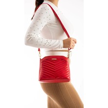 Sanmorris Kadın Deri 4 Bölmeli Ayarlanabilir Çapraz Askılı Kapitone Omuz Çantası 17X22