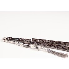 Bi.te Rich Tespih -Gümüş Kakmalı Ateş Kehribar -Gümüş Püskül (T26002)