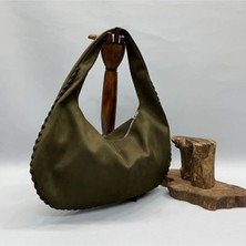 Yarım Ay Süet El Geniş Hacimli Büyük Omuz, Kol Çanta Hem Okul Hem Üniversite Çantası (51X30)