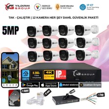 Yıldırımgroup 12 Kameralı Sesli 5mp Ip-Gece Renkli Araç ve Yüz Tanımalı Kamera Sistemi-Hazır Kamera Seti