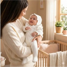 Jakarlı Fırfırlı Tulum Yenidoğan Hastane Çıkışı %100 Pamuk