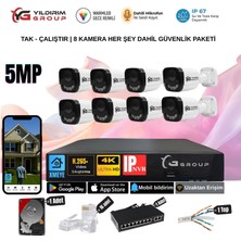 8 Kameralı Sesli 5mp Ip-Gece Renkli Araç ve Yüz Tanımalı Kamera Sistemi-Hazır Kamera Seti