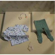 Tiffany Pijama Takımı Trip Tour Theme Ekru - Yeşil