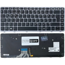 Notespare Hp ile Uyumlu Elitebook Folio 1040 G1 (H5F65EA) Klavye Işıklı Siyah Tr Gümüş Çerçeveli Büyük Enter