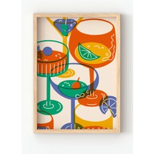 Viela Home Ahşap Çerçeveli Colorful Cocktails Poster – Canlı Renklerde Kokteyl Temalı Duvar Tablosu 🍸🍋🍒