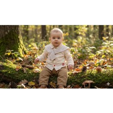 Lenna Baby Organik Omuz Aksesuarlı Mantar Nakışlı Müslin Gömlek 3’lü Erkek Bebek Takım🍄