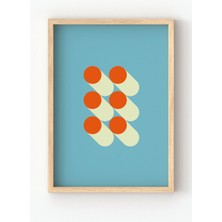 Viela Home Ahşap Çerçeveli Bauhaus Tarzı Poster – Turuncu ve Mavi Minimal Duvar Tablosu