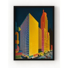 Viela Home Siyah Ahşap Çerçeveli City Lights Tablo – Renkli Poster Ev Dekoru