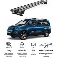 Today Auto Venüs Peugeot Rifter (2019 ve Sonrası) Uyumlu Gri Ara Atkı Port Bagaj Tavan Barı