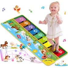 Generic Müzikli Piyano Oyun Halısı Işıklı Dokunmatik 8 Hayvan Sesli Bebek Oyuncağı 12 Ay+