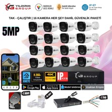 16 Kameralı Sesli  5mp Ip-Gece Renkli Araç ve Yüz Tanımalı Kamera Sistemi-Hazır Kamera Seti