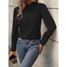 Sidelya Concept Kadın Uzun Kollu Balıkçı Yaka Önden Dikişli Dokuma Bluz