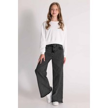Dmb Kız Çocuk  Denim Bol Paça Pantolon 9-14 Yaş 29855 Füme