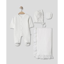 Triko Detaylı 4'lü Yenidoğan Kız Bebek Hastane Çıkışı %100 Pamuk Oeko Tex Sertifikalı