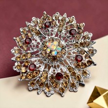 Rachel Silver Zirkon Taşlı Gümüş Kaplamalı Çiçek Broş