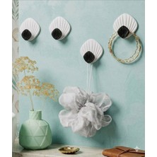 Qlux Ideas 3'lü Istiridye Tasarım Dekoratif Duvar Askısı - Çok Amaçlı Banyo, Mutfak ve Antre Askı Seti