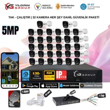 32 Kameralı Sesli  5mp Ip-Gece Renkli Araç ve Yüz Tanımalı Kamera Sistemi-Hazır Kamera Seti
