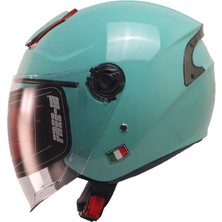 Free-M FR-618 Yarım Motosiklet Kaskı Turkuaz (Güneş Gözlüklü)