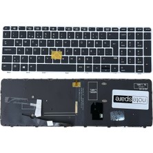 Notespare Hp Uyumlu Elitebook 850 G3 (W9F30EC), 850 G3 (W9F60EC) Işıklı Klavye Siyah Tr Gümüş Çerçeveli