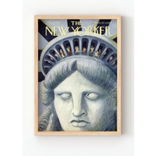 Viela Home Ahşap Çerçeveli The New Yorker Özgürlük Heykeli Poster – Vintage New York Temalı Duvar Tablosu
