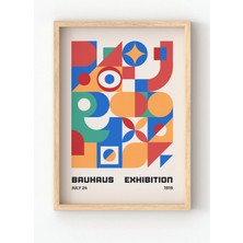 Viela Home Ahşap Çerçeveli Bauhaus Exhibition 1919 Poster – Renkli Geometrik Desenli Duvar Tablosu