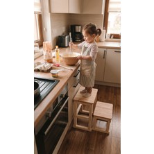 Moccotoys Montessori Aktivite Masası & Tabure Set & Öğrenme Kulesi &  Basamak Merdiven 4 lü set