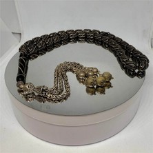 Tesbih TSBH0060AH 925 Ayar Arnavut Gümüş Püsküllü Gümüş Işlemeli Kapsül Kesim Usta El Işçilikli Erzurum Oltu Tesbih