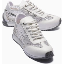 Mubiano Kadın Sneaker Pullu File Detaylı Parlak Günlük Spor Ayakkabı Lucina Beyaz