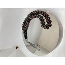 Tesbih TSBH0110BC 925 Ayar Gümüş Püsküllü Gümüş-Mercan Işlemeli Küre Kesim Usta El Işçilikli Erzurum Oltu Tesbih