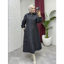 Nursena Kadın Büyük Beden Mevsimlik Ara Boy Örme Kapitone Mont