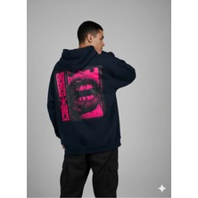 Lenithra Lip And Thorn Sırt Baskılı Unisex Oversize Hoodie