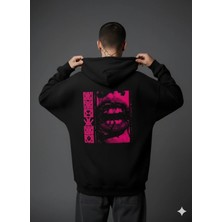 Lenithra Lip And Thorn Sırt Baskılı Unisex Oversize Hoodie