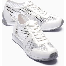 Mubiano Kadın Sneaker File Pullu Detaylı Rahat Günlük Spor Ayakkabı Belina Beyaz