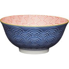 Mikasa KCBOWL27 Sırlı Seramik Kase Mavi Kavis Desenli