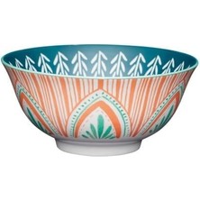 Mikasa KCBOWL29 Sırlı Seramik Kase Karışık Etnik Yaprak Desenli