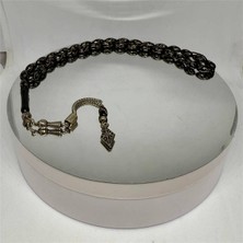 Tesbih TSBH0251BC 925 Ayar Gümüş Püsküllü Gümüş Işlemeli Beyzi Kesim Erzurum Oltu Taşı Tesbih